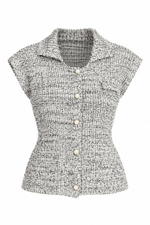 Siyah - Gri Kırçıllı Polo Yaka Hırka - 2y4500