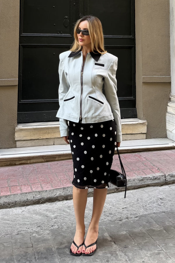 Mint Yaka Detaylı Flatolu Ceket - 2632