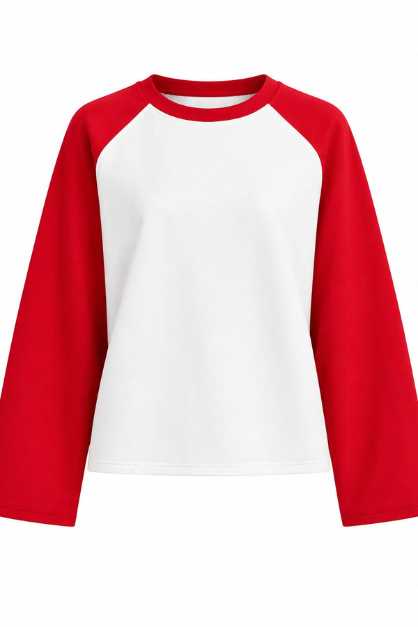 Kırmızı Reglan Kol Oversize Model Tshirt - 4271