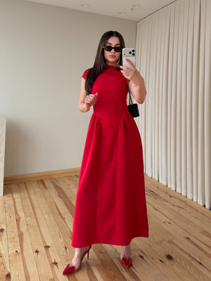 Kırmızı Pretty Uzun Elbise - 5092