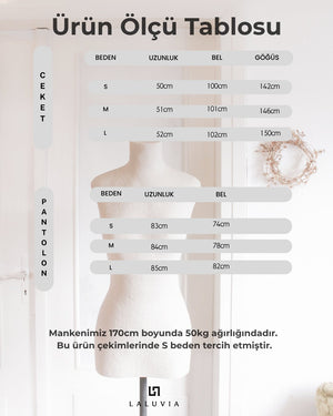 Lacivert - Kahve Ekose Desen Etekli Takım - 123637
