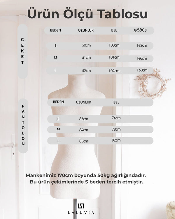Lacivert - Kahve Ekose Desen Etekli Takım - 123637