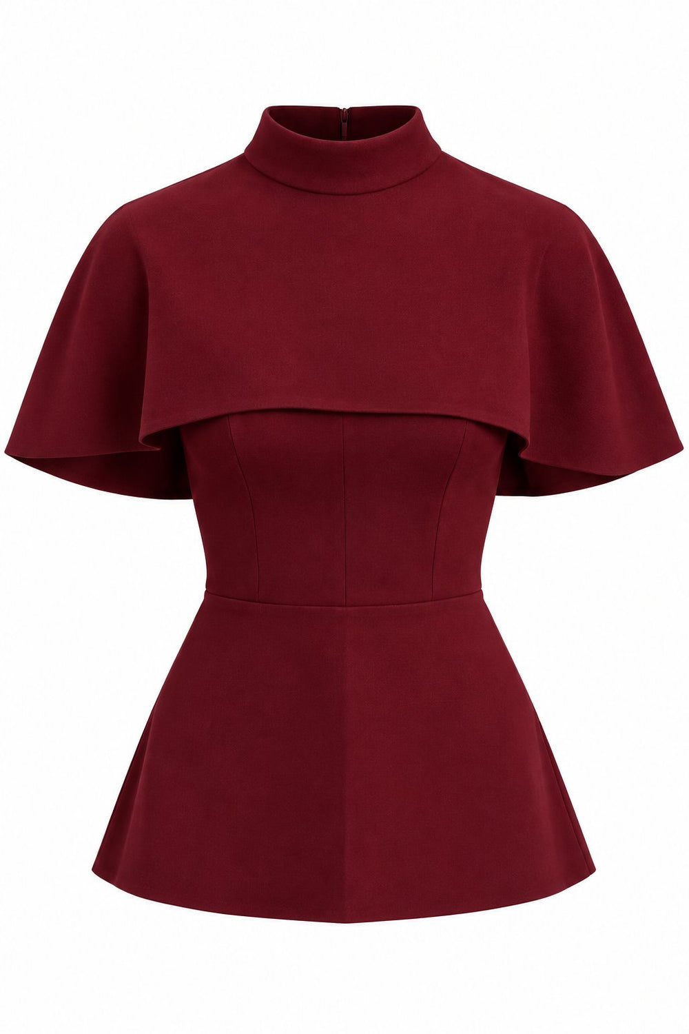 Bordo Pelerinli Straplez Bluz - 2y1101