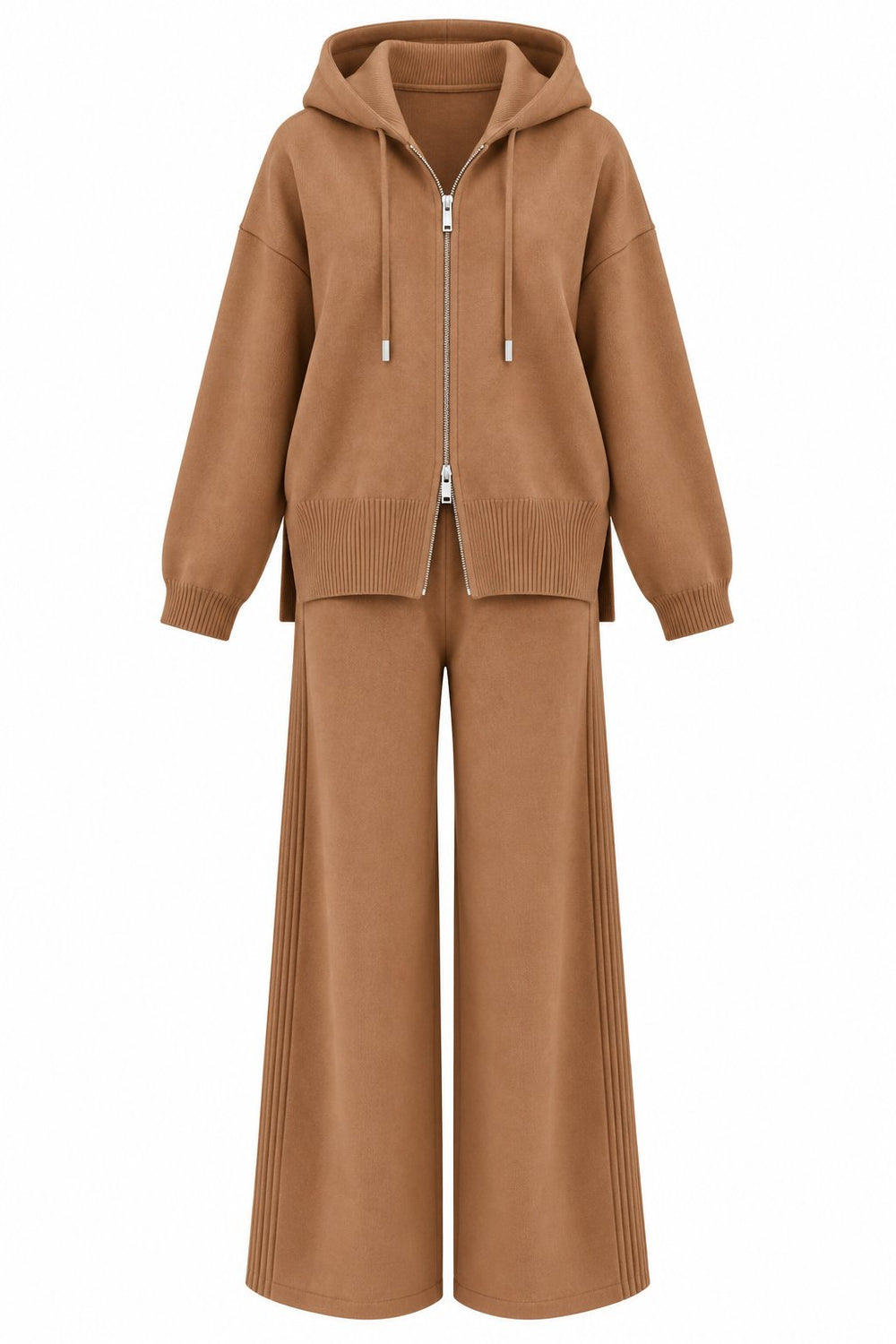Camel Kapüşonlu Triko Takım - 0511