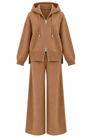 Camel Kapüşonlu Triko Takım - 0511