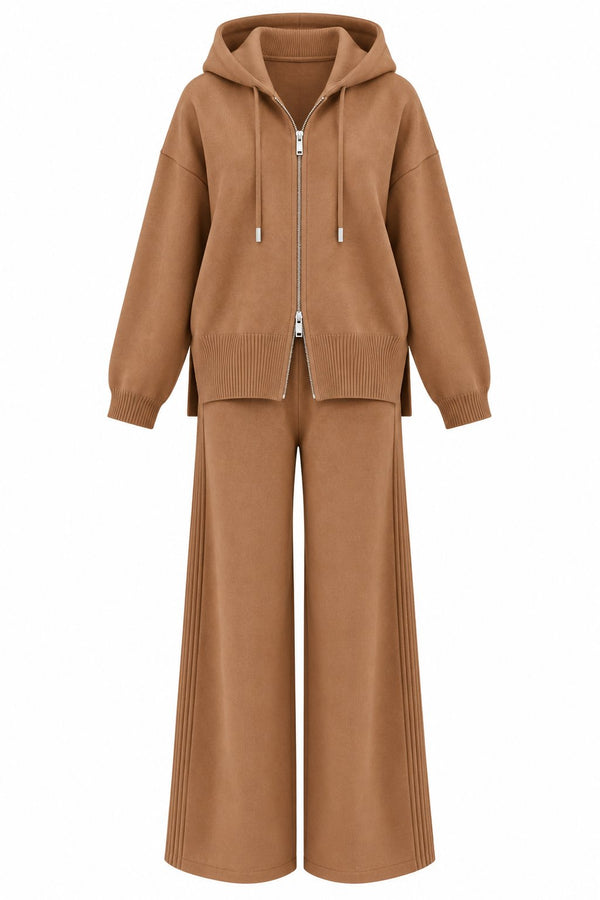 Camel Kapüşonlu Triko Takım - 0511