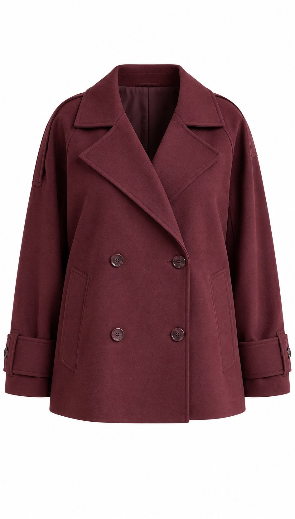 Bordo Kruvaze Yaka Trençkot - 2y7537