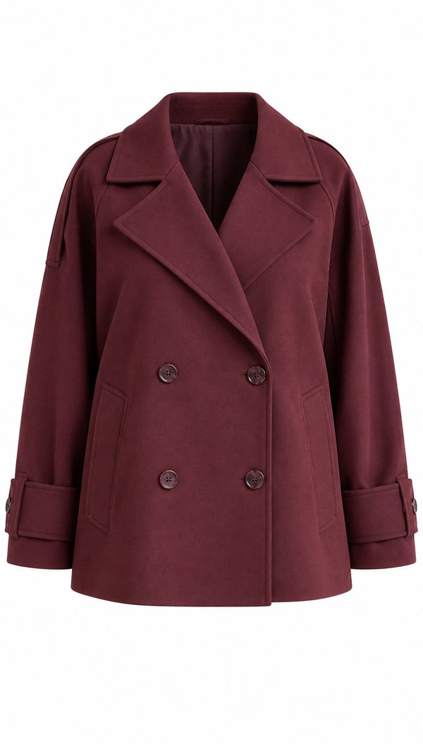 Bordo Kruvaze Yaka Trençkot - 2y7537