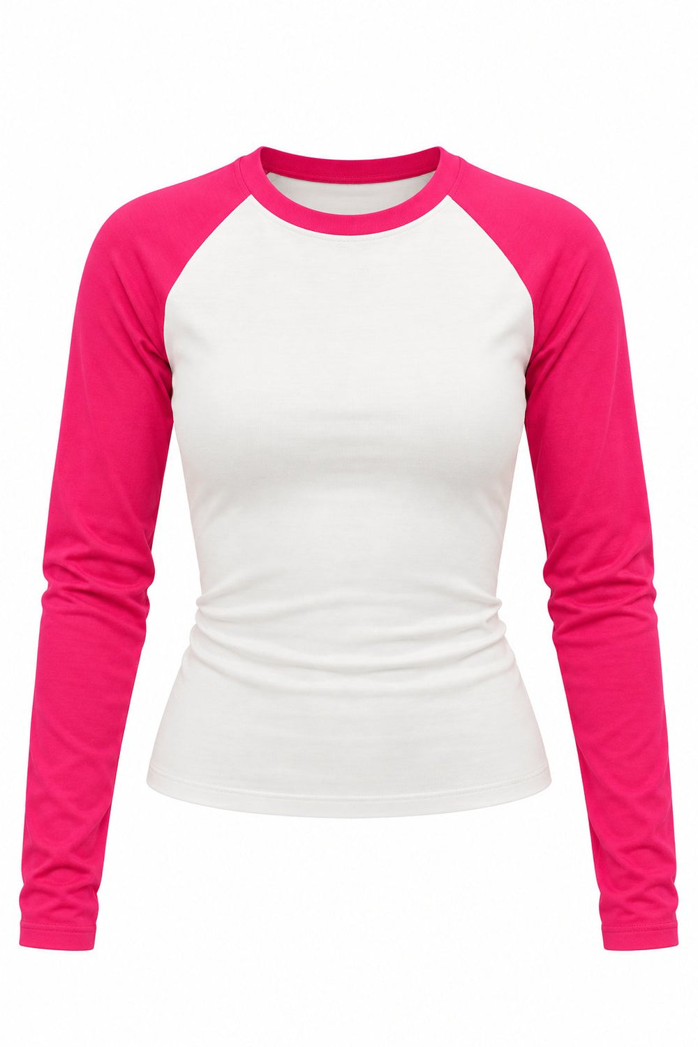 Pembe Slim Fit Kontrast Uzun Kollu Bluz - 5219