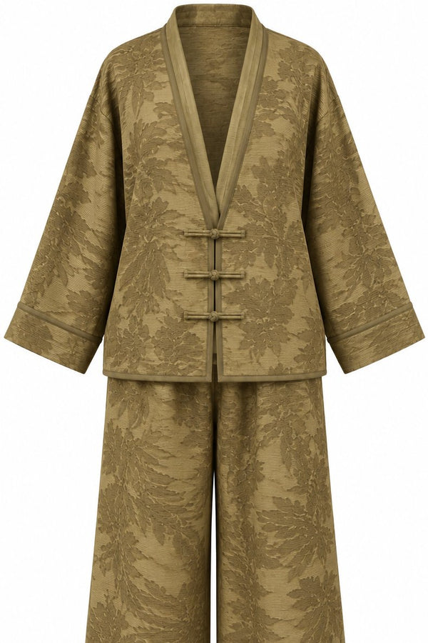 Haki Jakarlı Kimono Takım - 51479