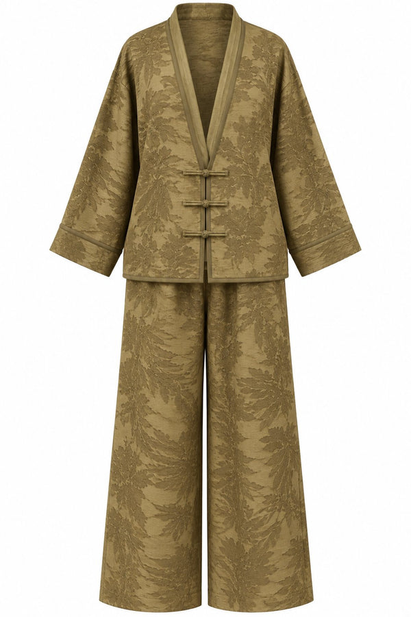 Haki Jakarlı Kimono Takım - 51479