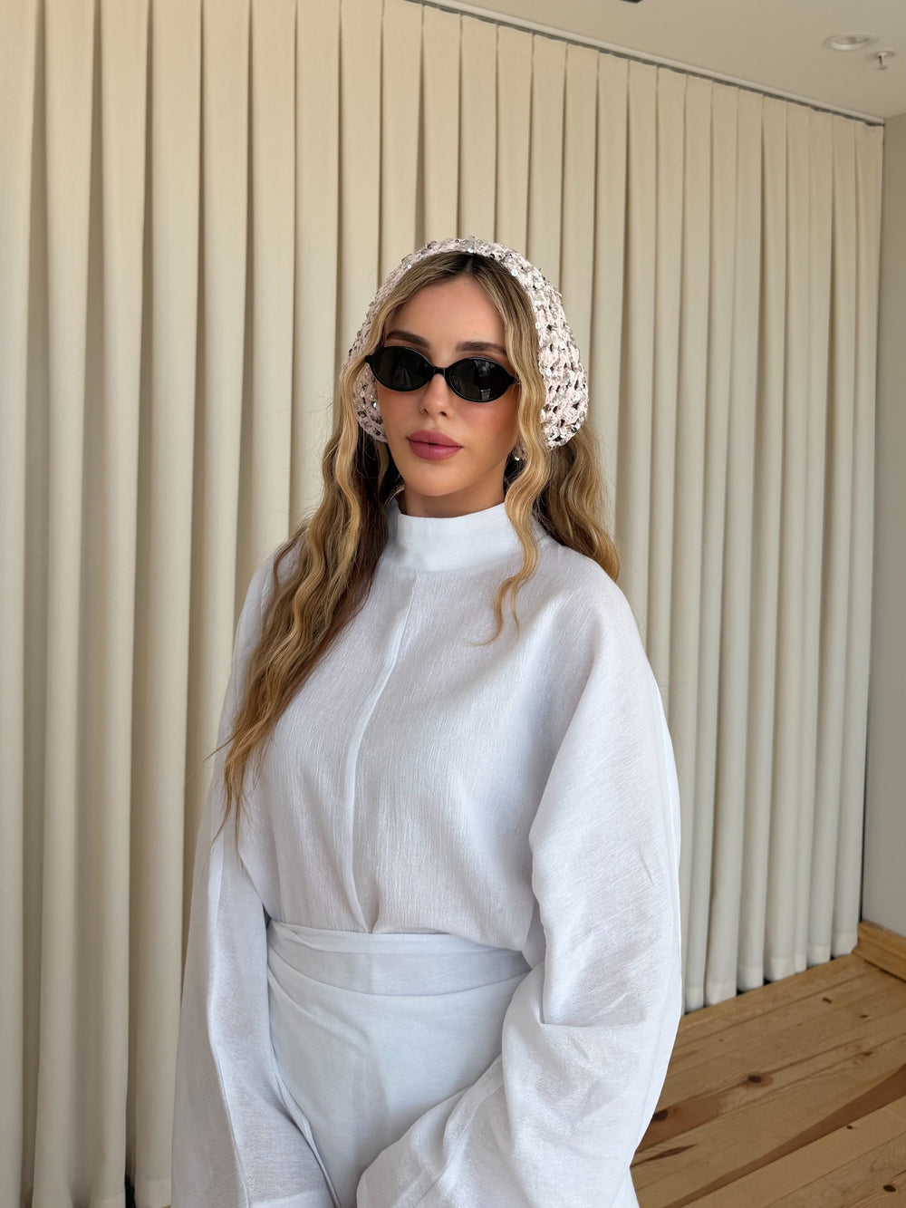 Pudra Pullu Üçgen Bandana - 2153