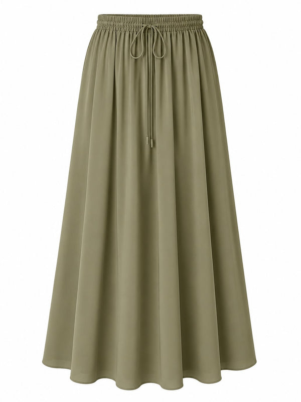 Haki Beli Lastikli Poplin Etek - E1012