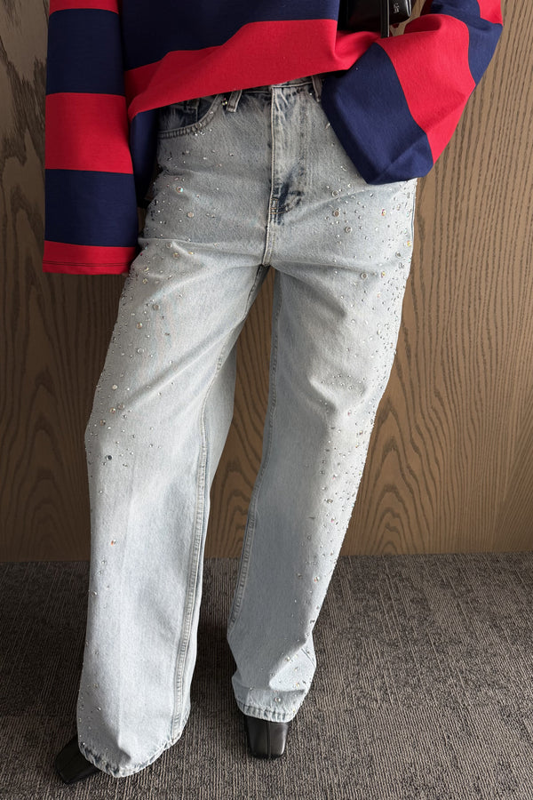 Mavi Mini Taş İşlemeli Jean - 1261