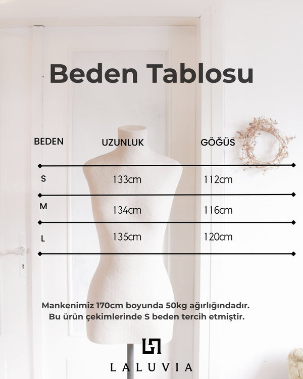 Vizon Yaka Dantelli Uzun Elbise - 3438