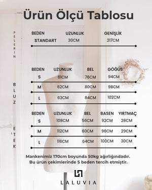 Siyah Boncuklu Pelerinli Üçlü Takım - 4113