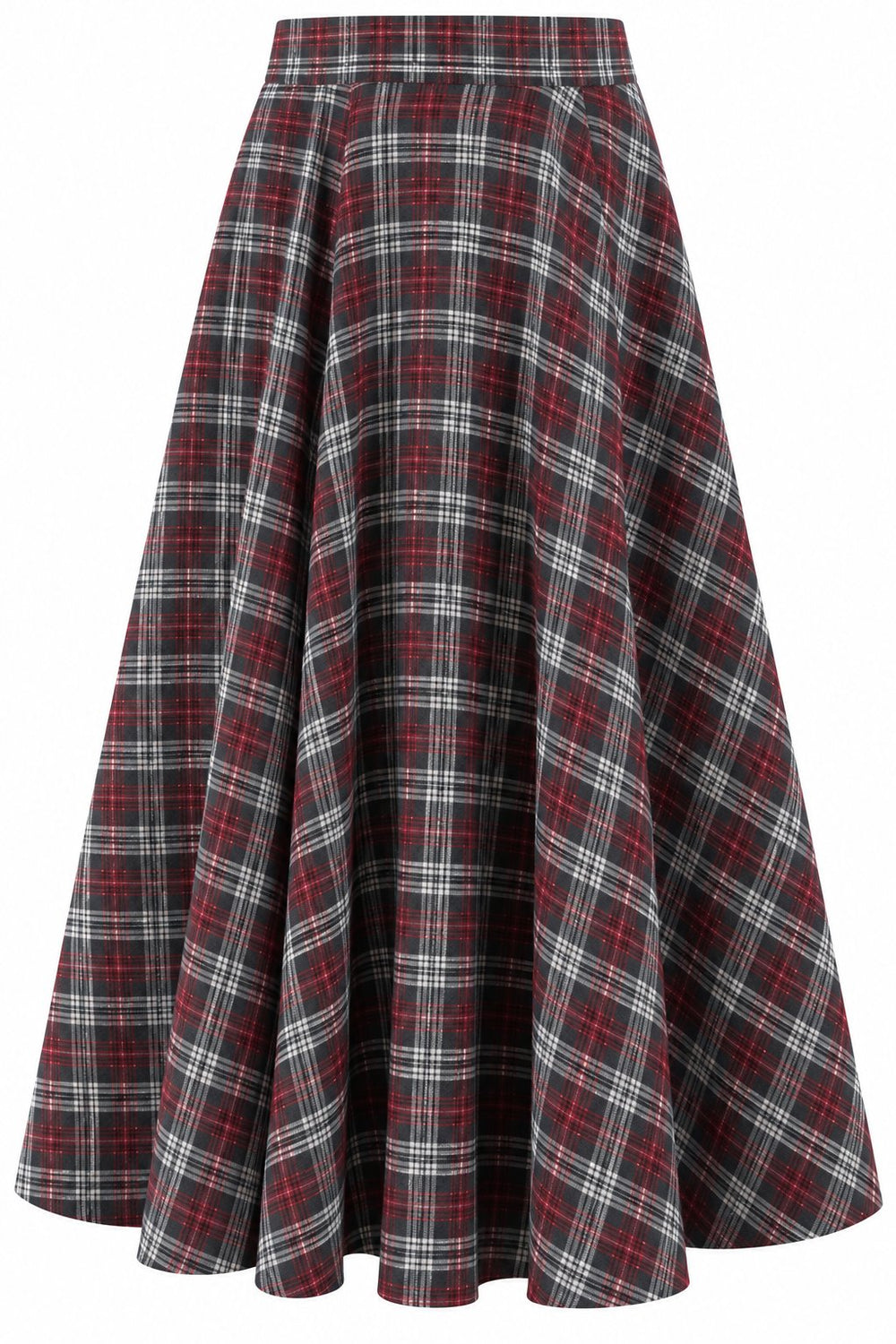 Bordo %100 Pamuk Ekose Etek - 4086