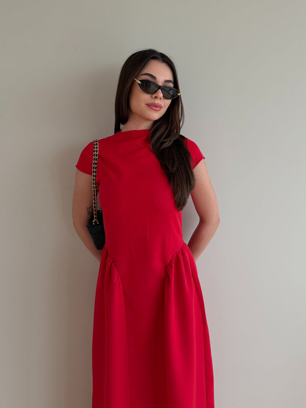 Kırmızı Pretty Uzun Elbise - 5092