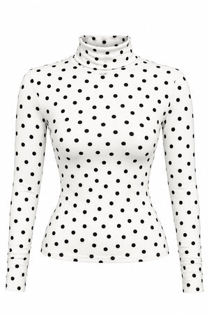 Beyaz Balıkçı Yaka Puantiyeli Bluz - 2y0667