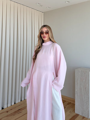 Pembe Yırtmaçlı Uzun Tunik - 8515