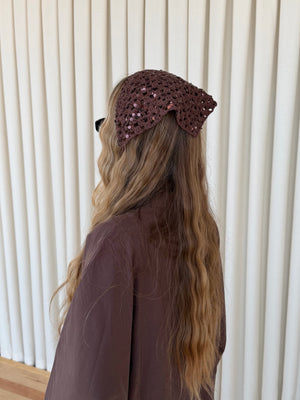 Kahverengi Pullu Üçgen Bandana - 2153