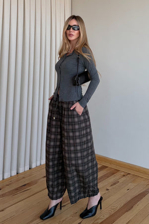 Kahverengi Paça Pileli Bagy Pantolon - 51466