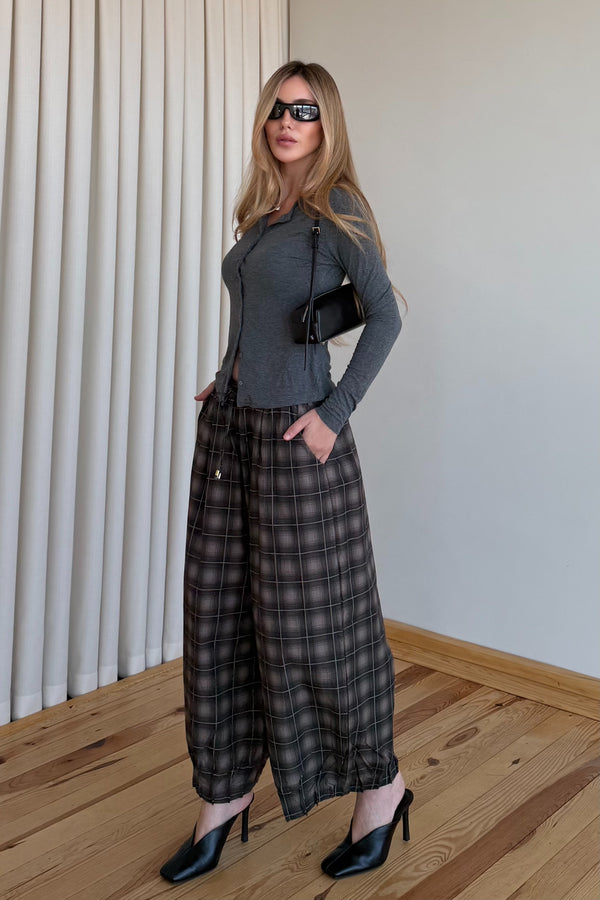 Kahverengi Paça Pileli Bagy Pantolon - 51466