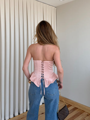Pembe Sırt İp Detaylı Büstiyer - 8507
