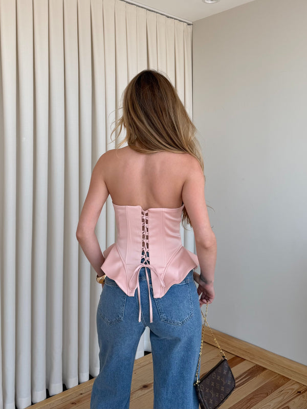 Pembe Sırt İp Detaylı Büstiyer - 8507
