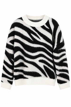 Siyah - Beyaz Zebra Desen Kazak - 1251
