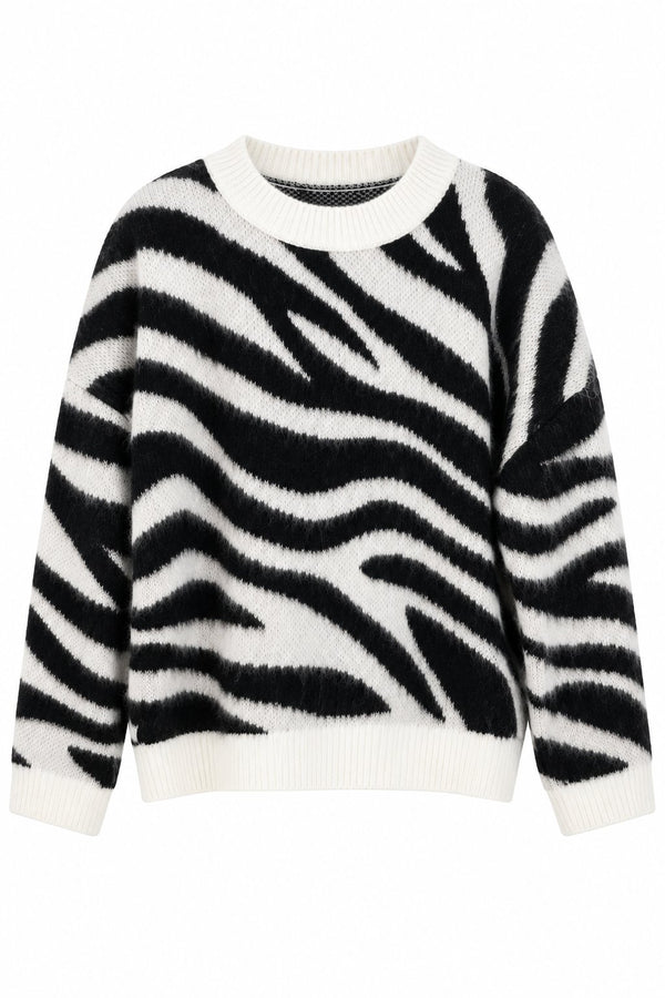 Siyah - Beyaz Zebra Desen Kazak - 1251