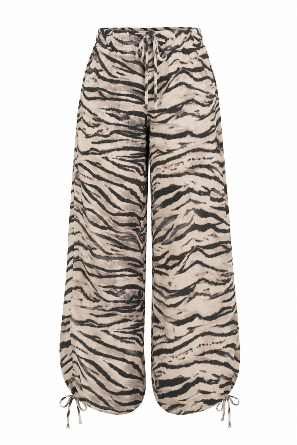 Zebra Desen Paçası Bağlama Detaylı Pantolon | LALUVIA