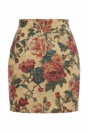 Kırmızı - Krem Desenli Etek - 2y251151
