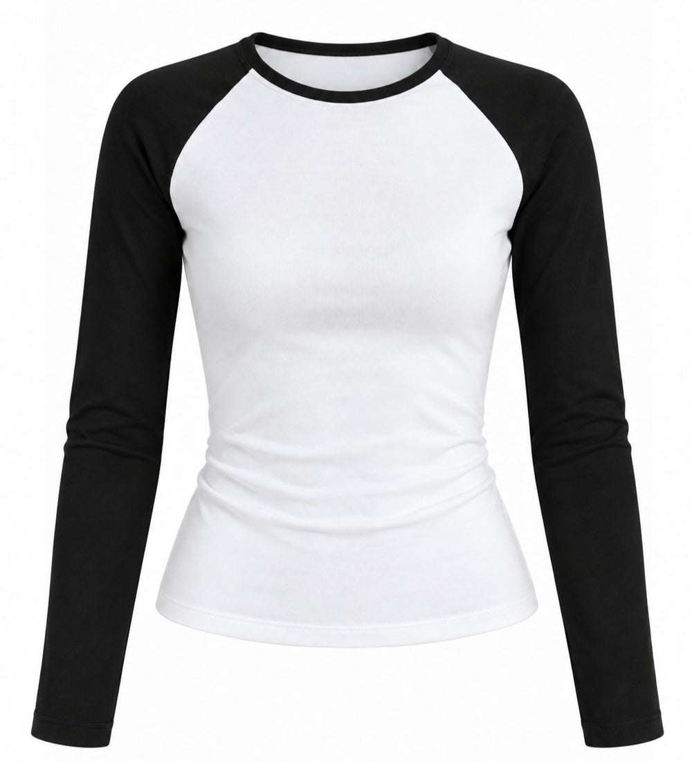 Siyah Çift Renk Uzun Kollu T-shirt - 5209