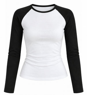 Siyah Çift Renk Uzun Kollu T-shirt - 5209