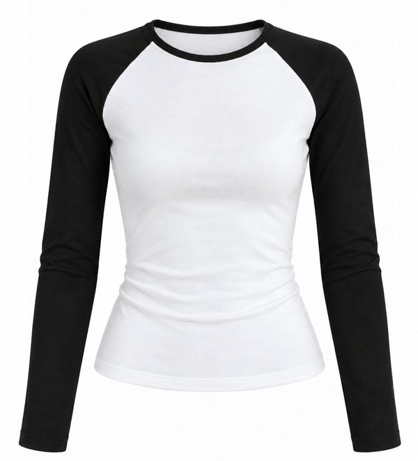 Siyah Çift Renk Uzun Kollu T-shirt - 5209