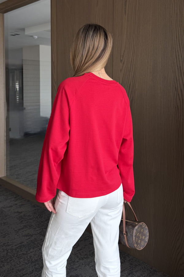 Kırmızı Reglan Kollu Tshirt | LALUVIA
