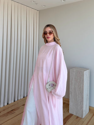 Pembe Yırtmaçlı Uzun Tunik - 8515