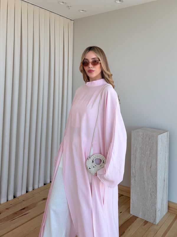 Pembe Yırtmaçlı Uzun Tunik - 8515