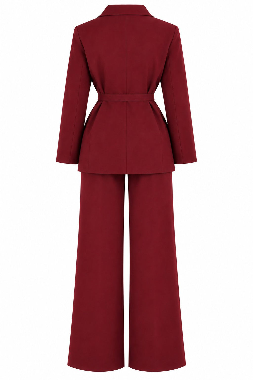 Bordo İnce Kemerli Ceket Pantolon Takım - 2y0364