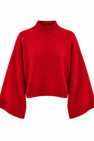 Kırmızı Yarasa Kol Crop Kazak - 24136