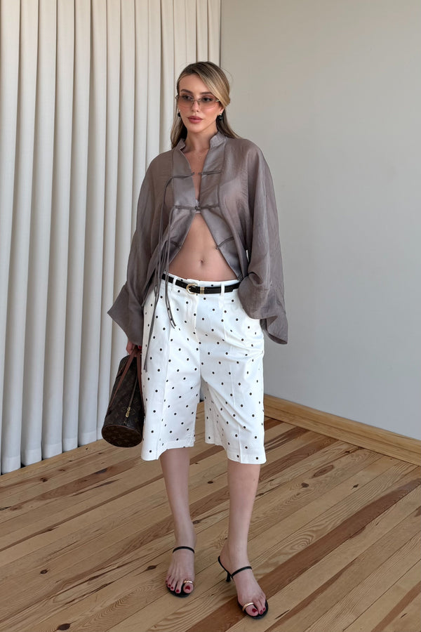 Bronz İp Bağcıklı Transparan Kimono - 5098