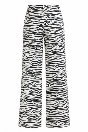Ekru Zebra Gabardin Pantolon - 0090