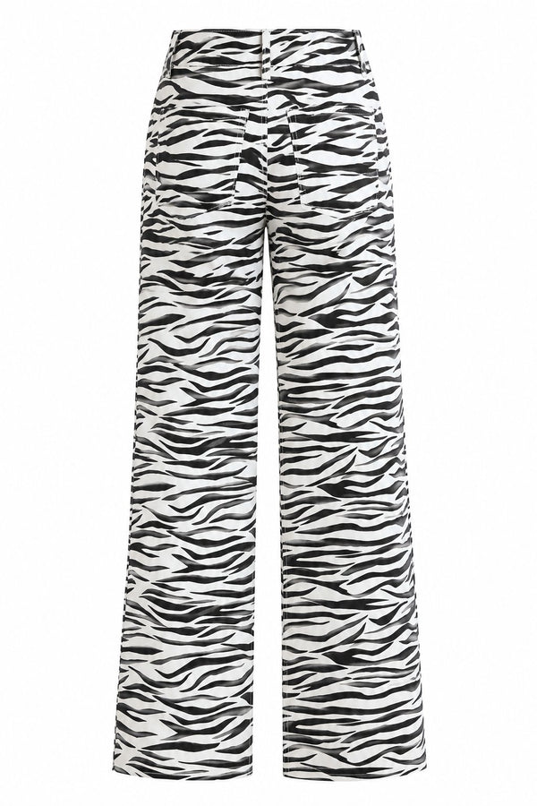 Ekru Zebra Gabardin Pantolon - 0090