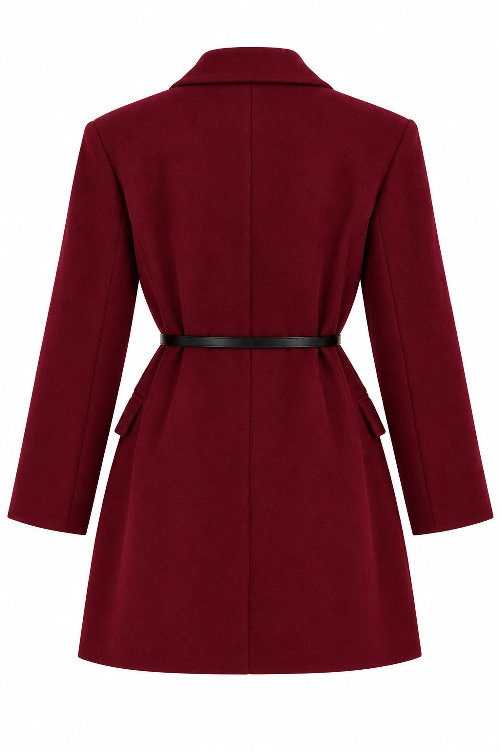 Bordo Kemerli Kaşe Ceket - 510113