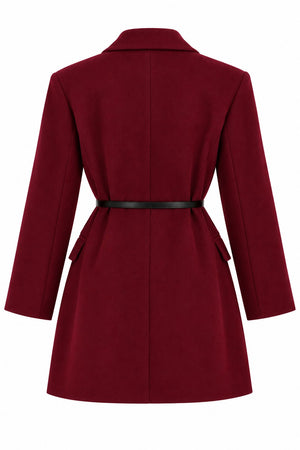 Bordo Kemerli Kaşe Ceket - 510113