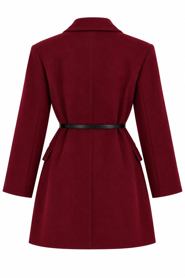 Bordo Kemerli Kaşe Ceket - 510113