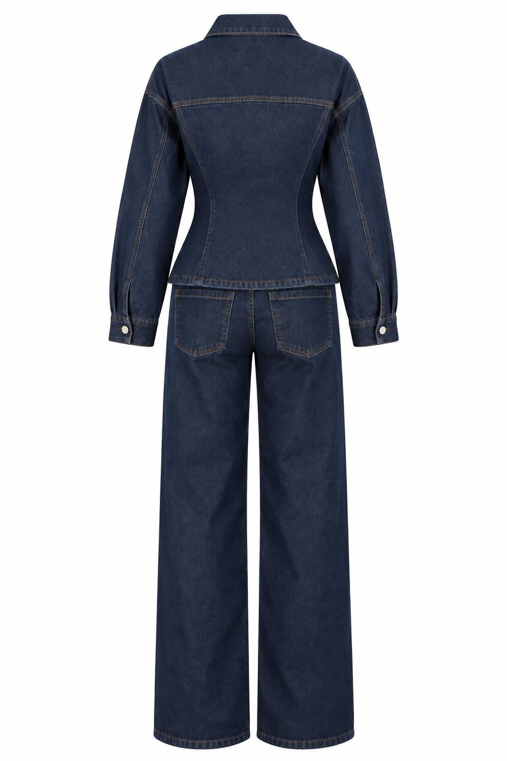 Lacivert Belden Oturtmalı Ceket Pantolon Denim Takım - 0847
