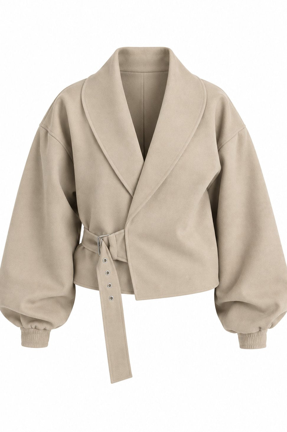 Taş Kendinden Kemerli Crop Ceket - 5169