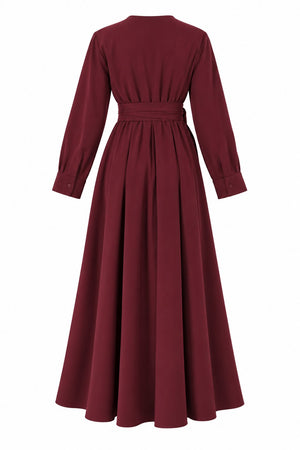 Bordo Salaş Pileli Elbise - 2y2330
